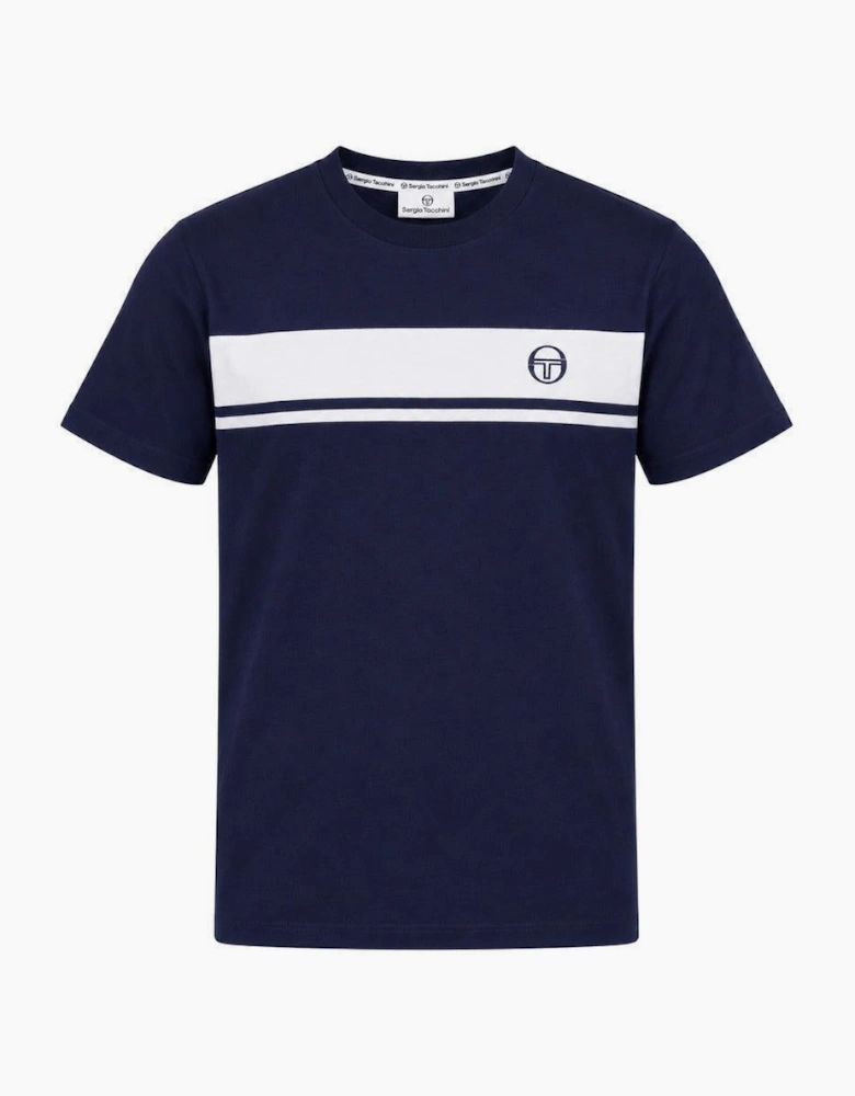 Sergio Tacchini Master Crew Neck T-Shirt Navy/White Tonal