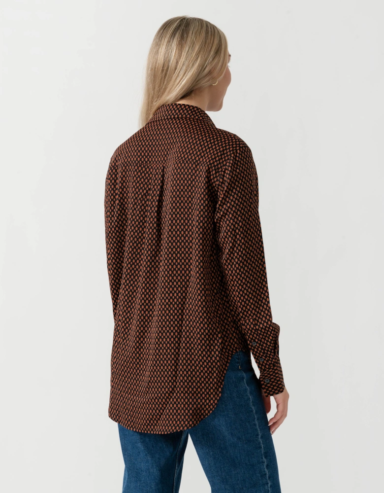 Calvin Klein Print Geometric Relaxed Long Sleeve Womens Shirt