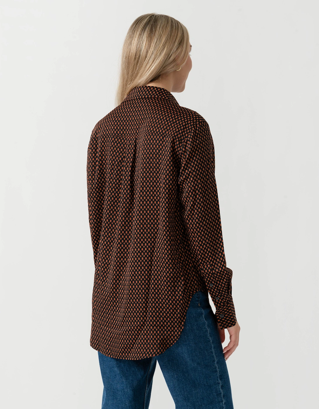 Calvin Klein Print Geometric Relaxed Long Sleeve Womens Shirt