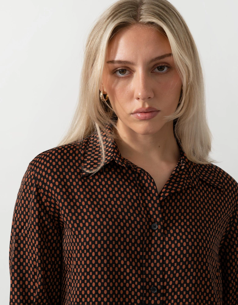 Calvin Klein Print Geometric Relaxed Long Sleeve Womens Shirt