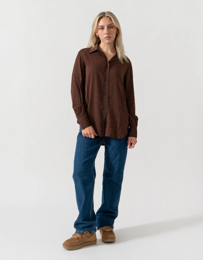 Calvin Klein Print Geometric Relaxed Long Sleeve Womens Shirt