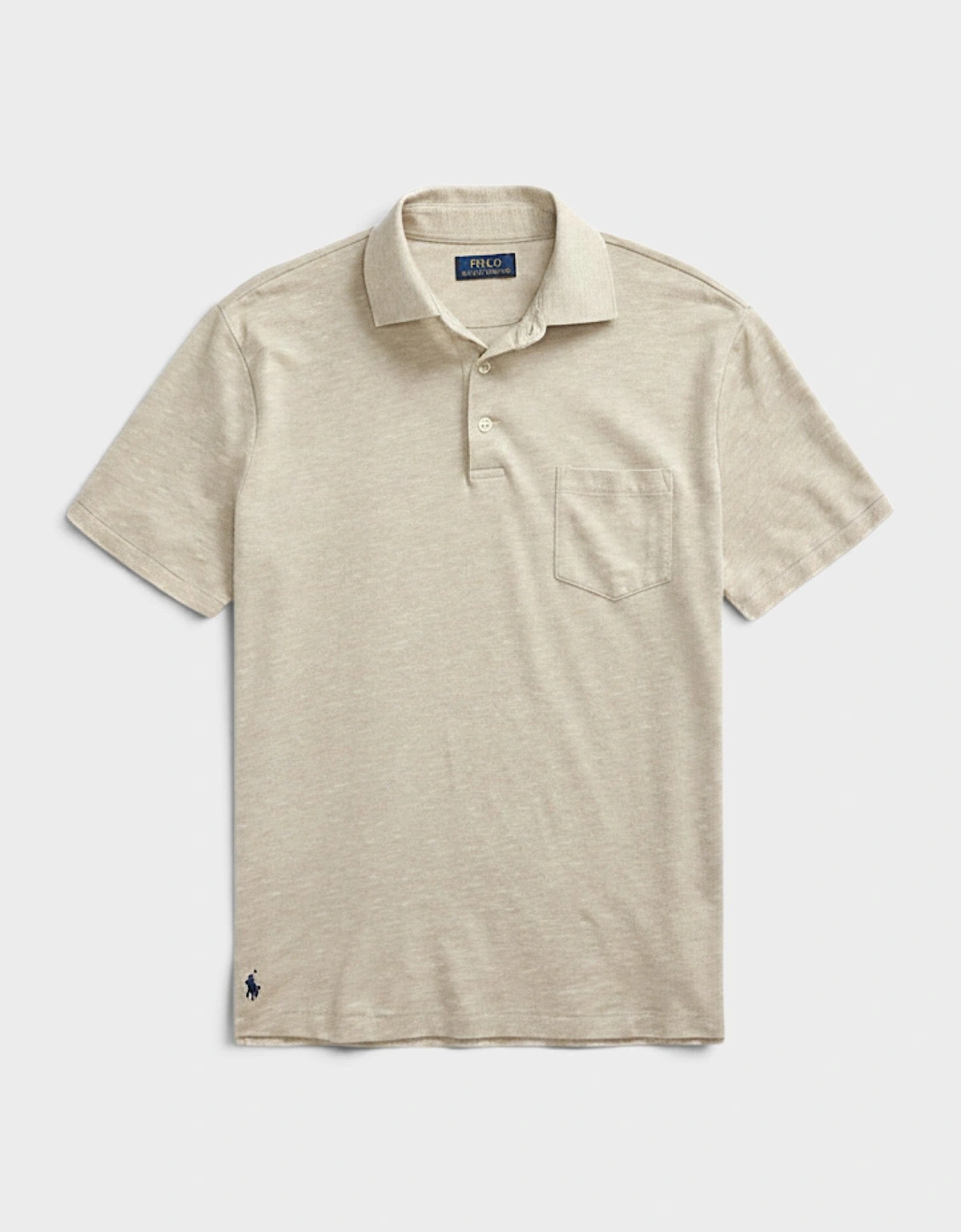 Custom Slim Fit Cotton-Linen Polo Shirt Beige