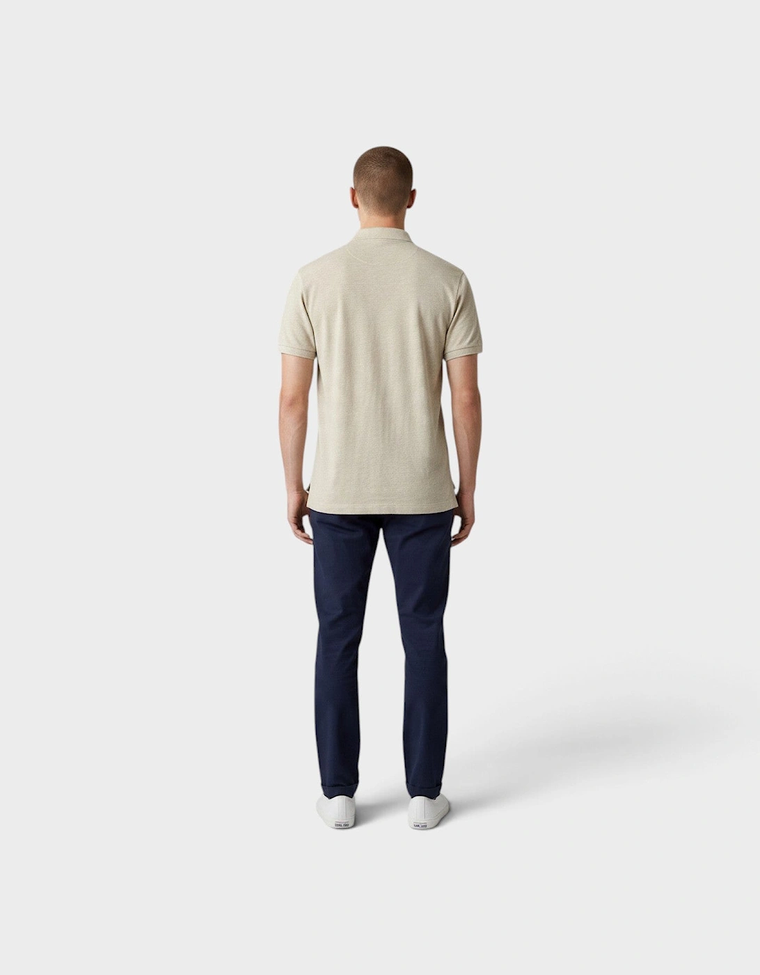 Custom Slim Fit Cotton-Linen Polo Shirt Beige