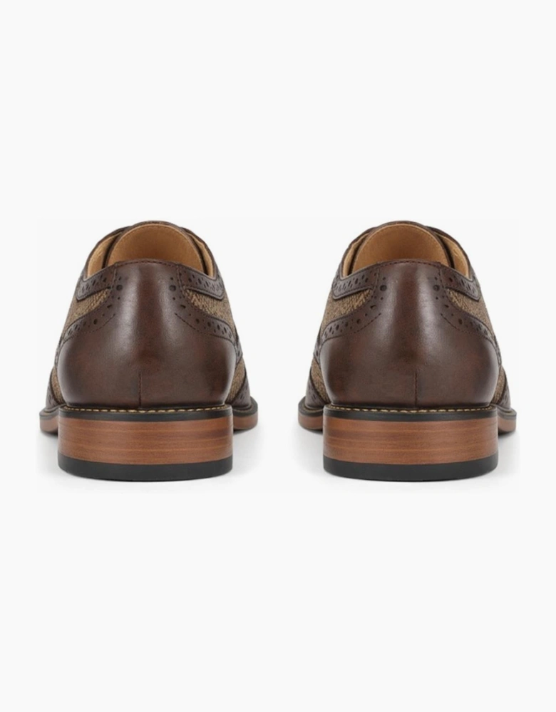 Goor DANIEL Mens Brogue Shoes Dark Brown Herringbone