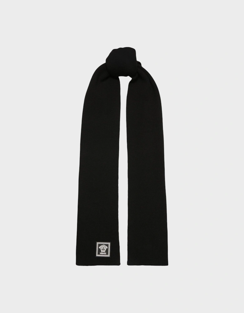 Medusa Logo Knit Scarf Black