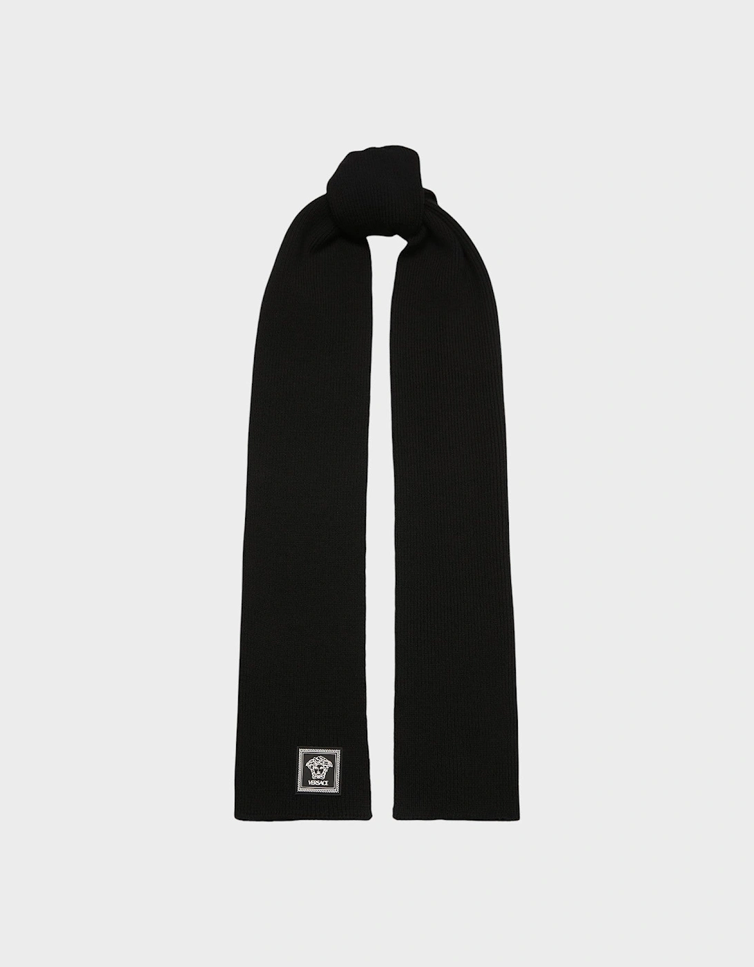 Medusa Logo Knit Scarf Black