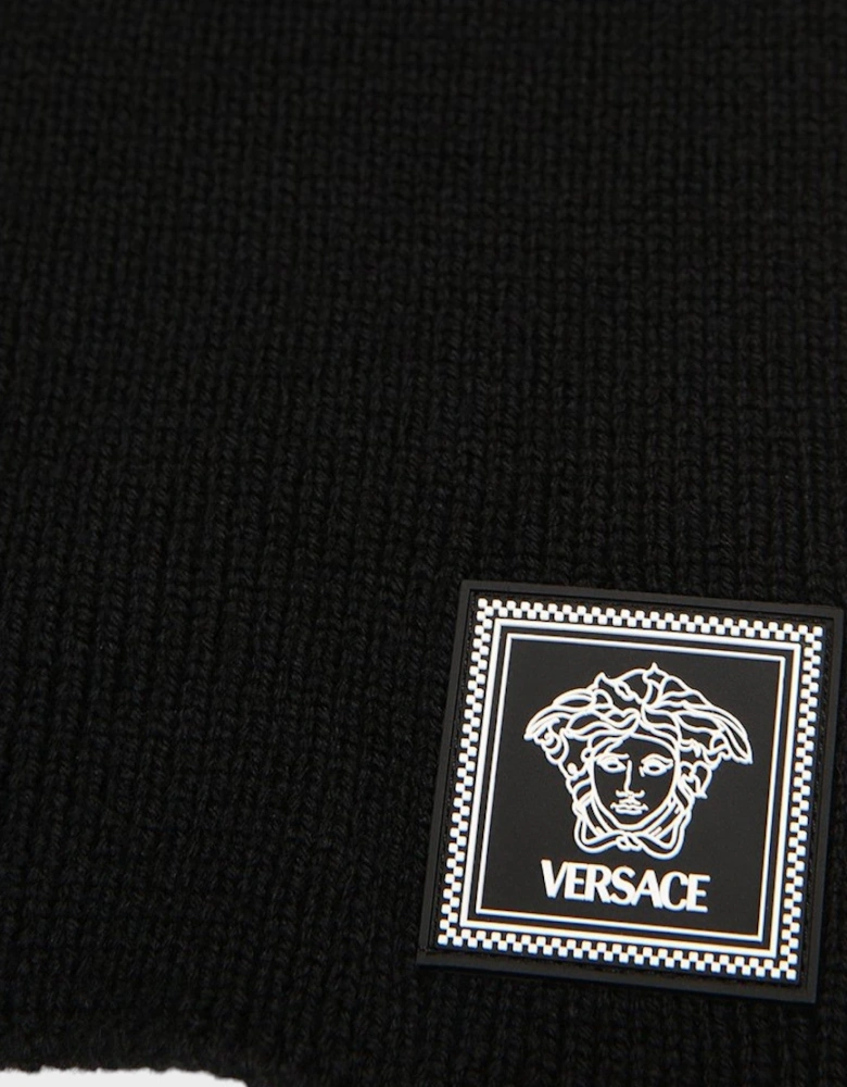 Medusa Logo Knit Scarf Black