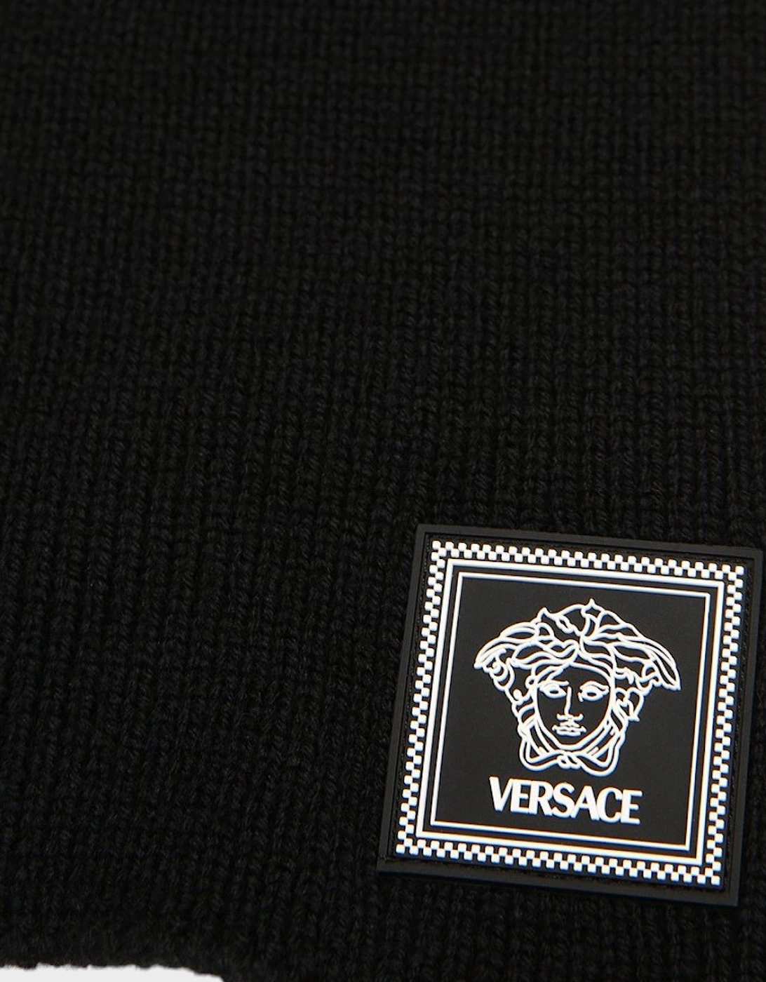 Medusa Logo Knit Scarf Black