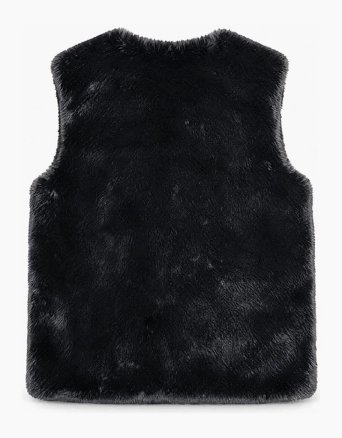 Eden Long Faux Fur Gilet-Black