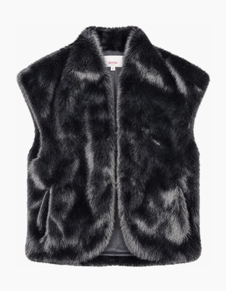Alisha Faux Fur Gilet-Black