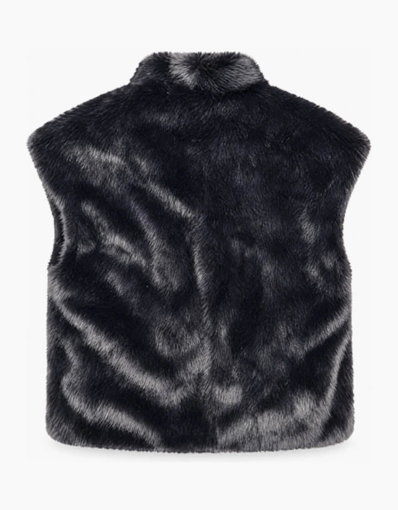 Alisha Faux Fur Gilet-Black