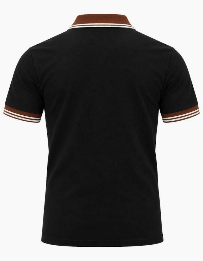 Sergio Tacchini 020 Contrast Tipped Polo Shirt Black/Potting Soil/Gardenia