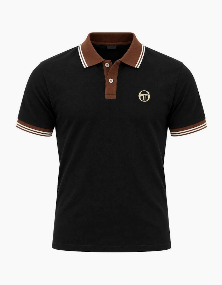 Sergio Tacchini 020 Contrast Tipped Polo Shirt Black/Potting Soil/Gardenia