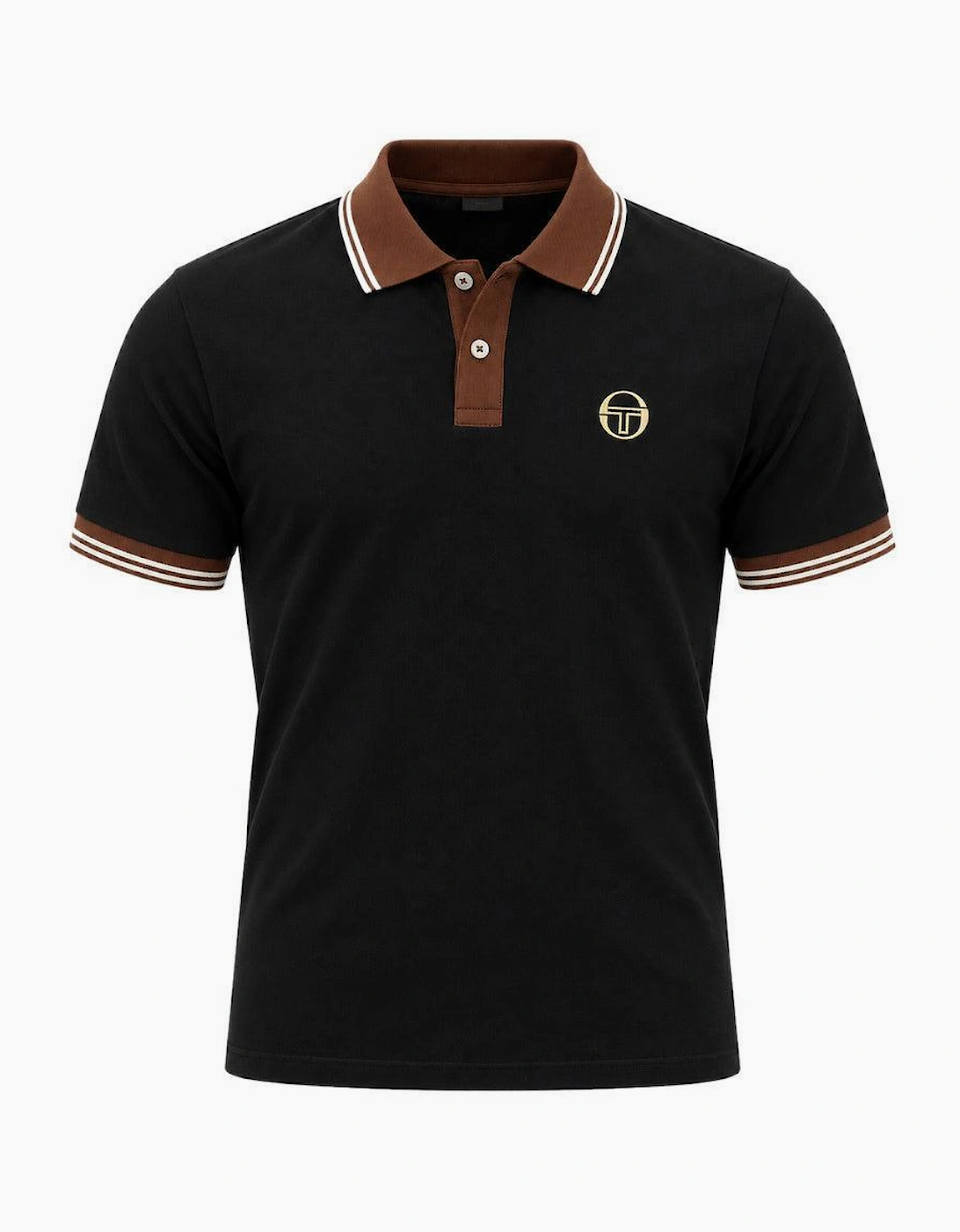 Sergio Tacchini 020 Contrast Tipped Polo Shirt Black/Potting Soil/Gardenia