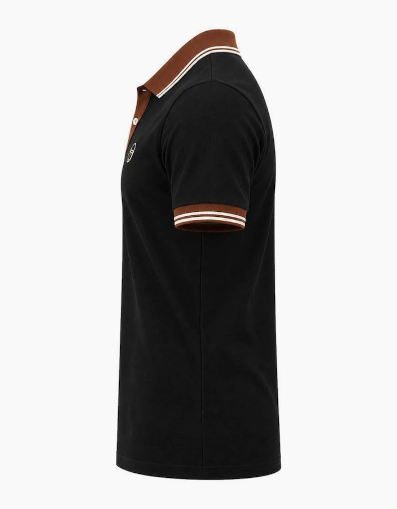 Sergio Tacchini 020 Contrast Tipped Polo Shirt Black/Potting Soil/Gardenia