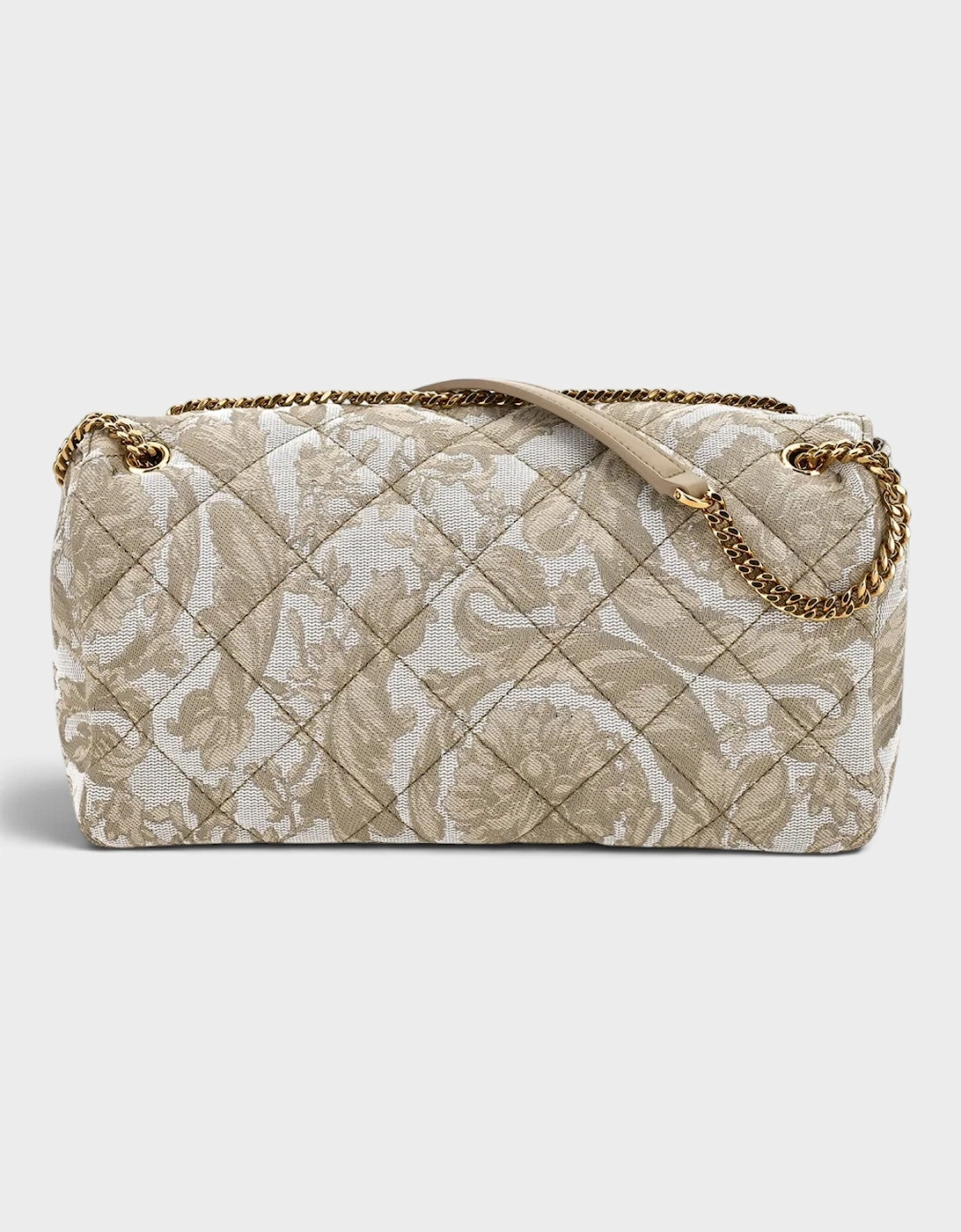 Medusa Baroque Print Quilted Shoulder Bag Gold-Tone Beige