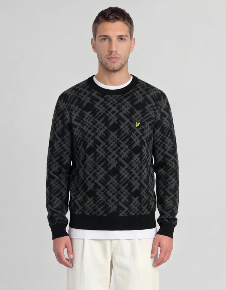 Ladder Effect Tartan Crew Neck Jumper