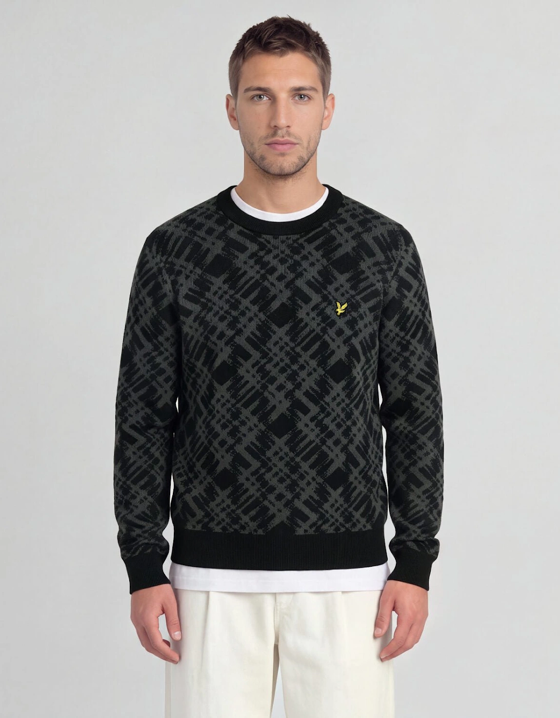 Ladder Effect Tartan Crew Neck Jumper