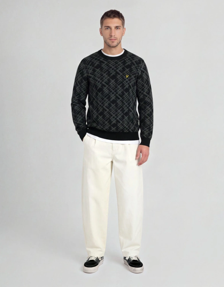 Ladder Effect Tartan Crew Neck Jumper