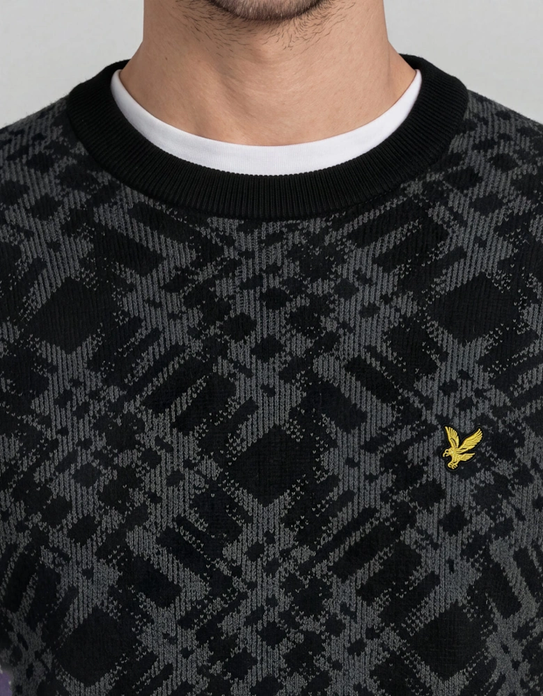 Ladder Effect Tartan Crew Neck Jumper