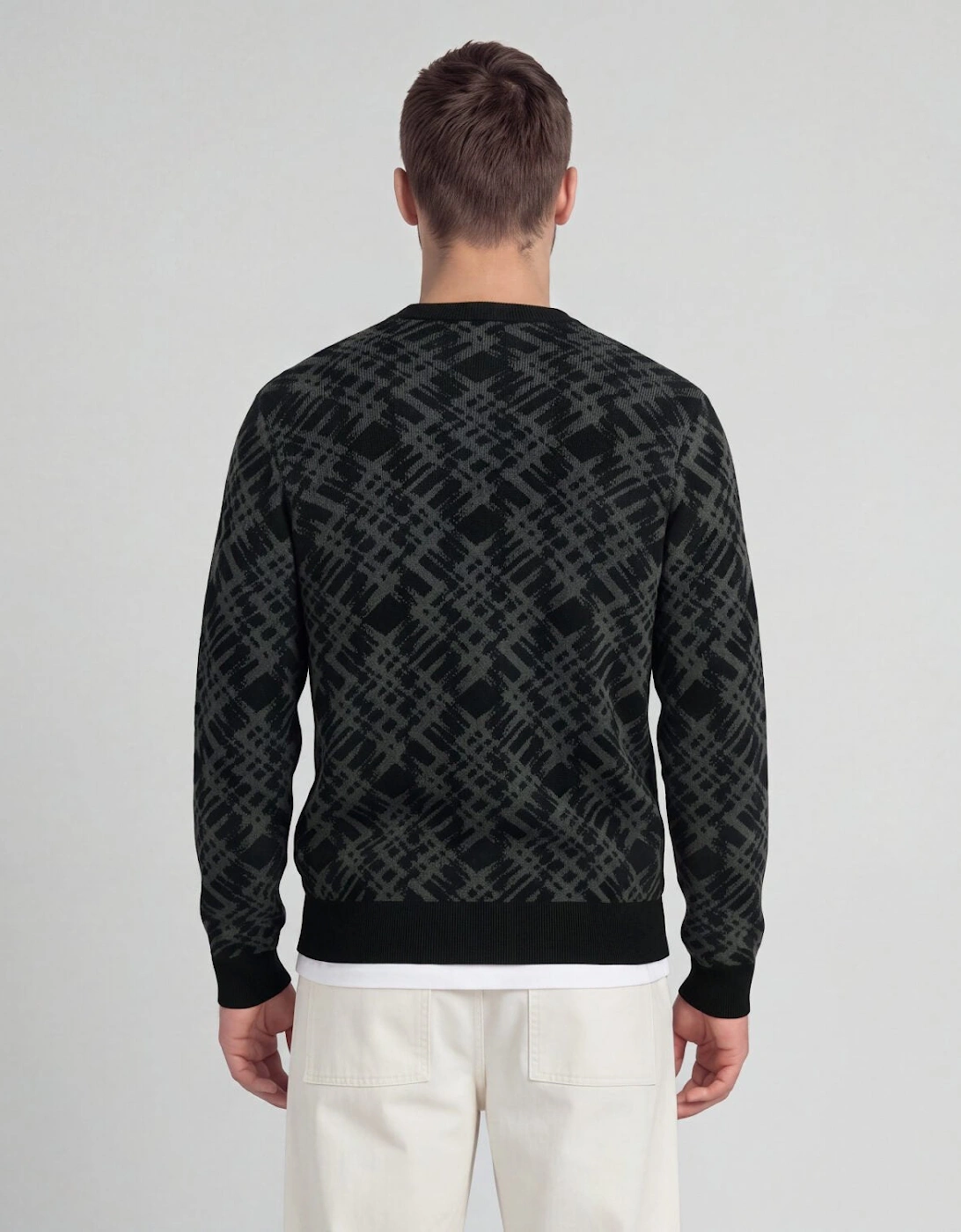 Ladder Effect Tartan Crew Neck Jumper