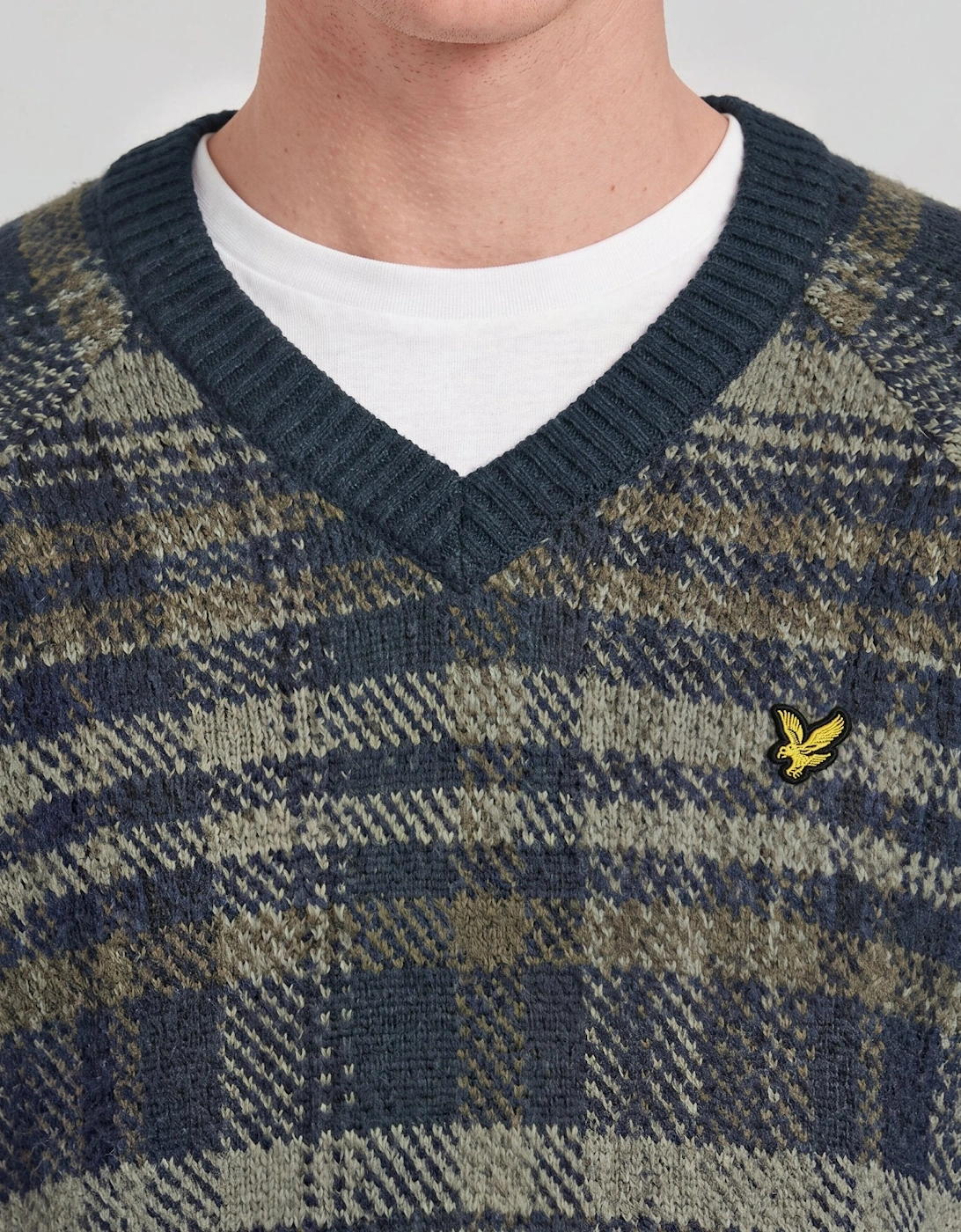 Check V-Neck Jumper