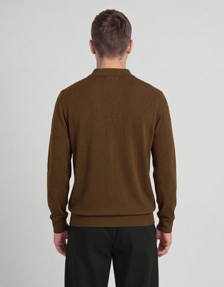 Merino Blend Long Sleeve Polo Shirt
