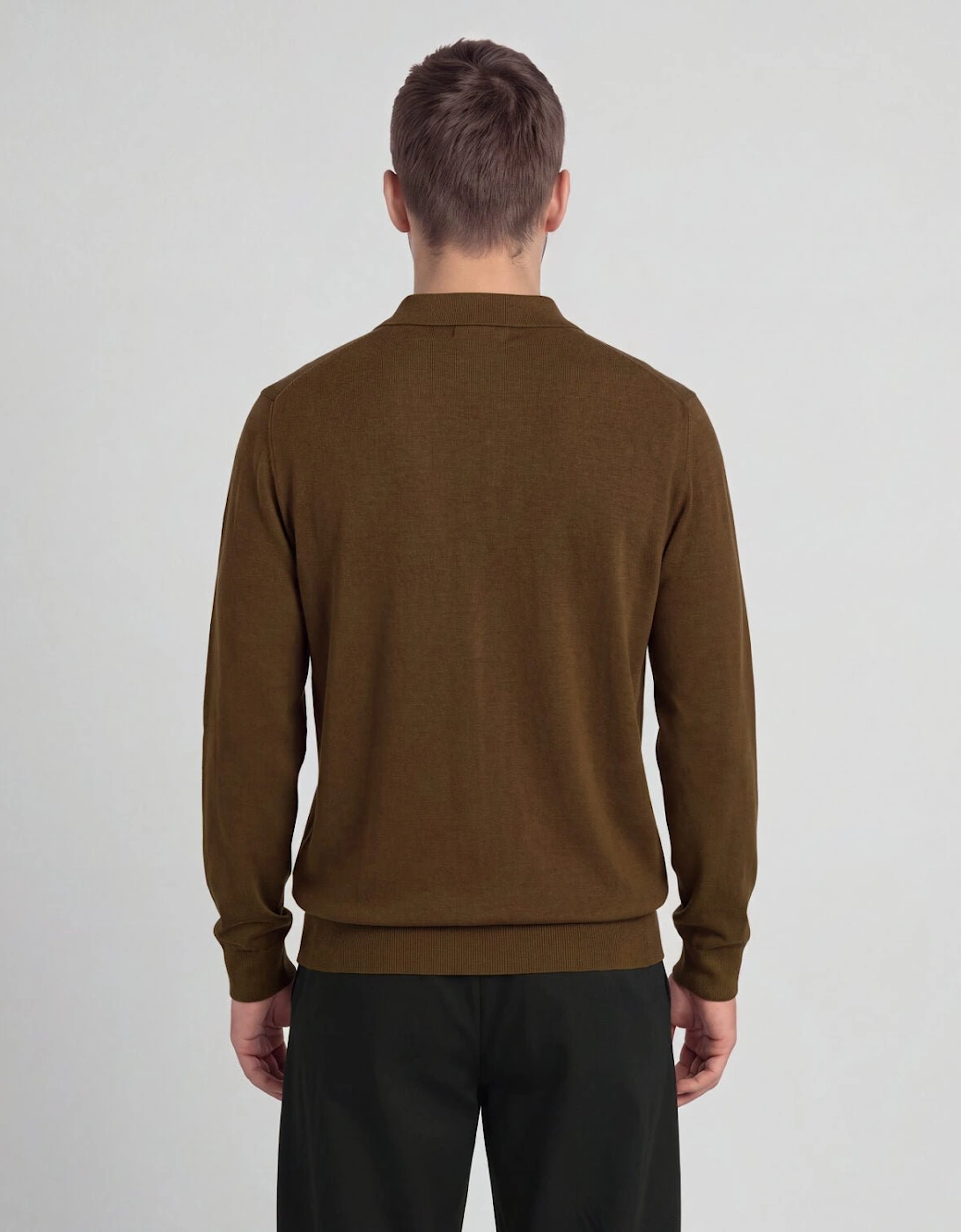Merino Blend Long Sleeve Polo Shirt
