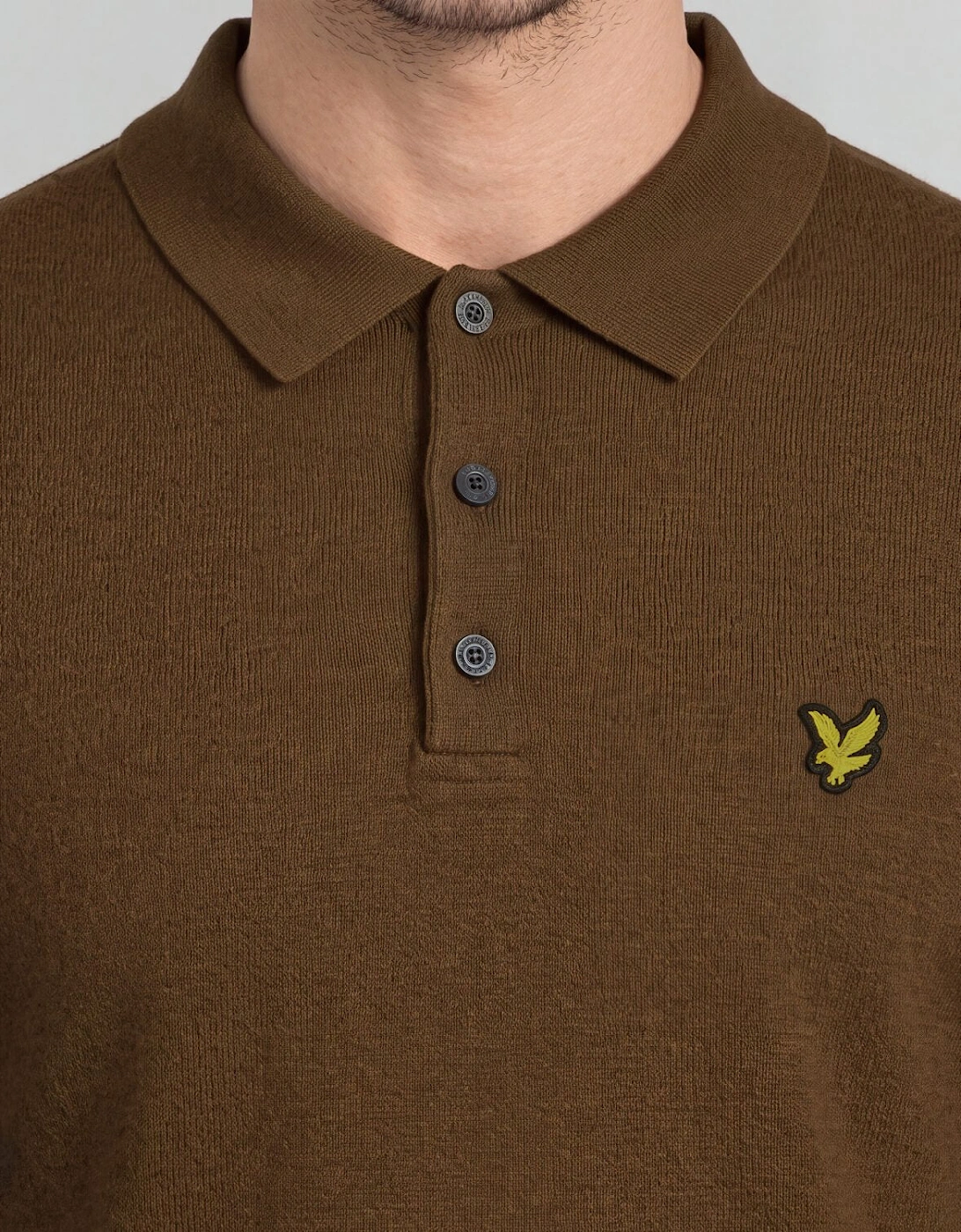 Merino Blend Long Sleeve Polo Shirt