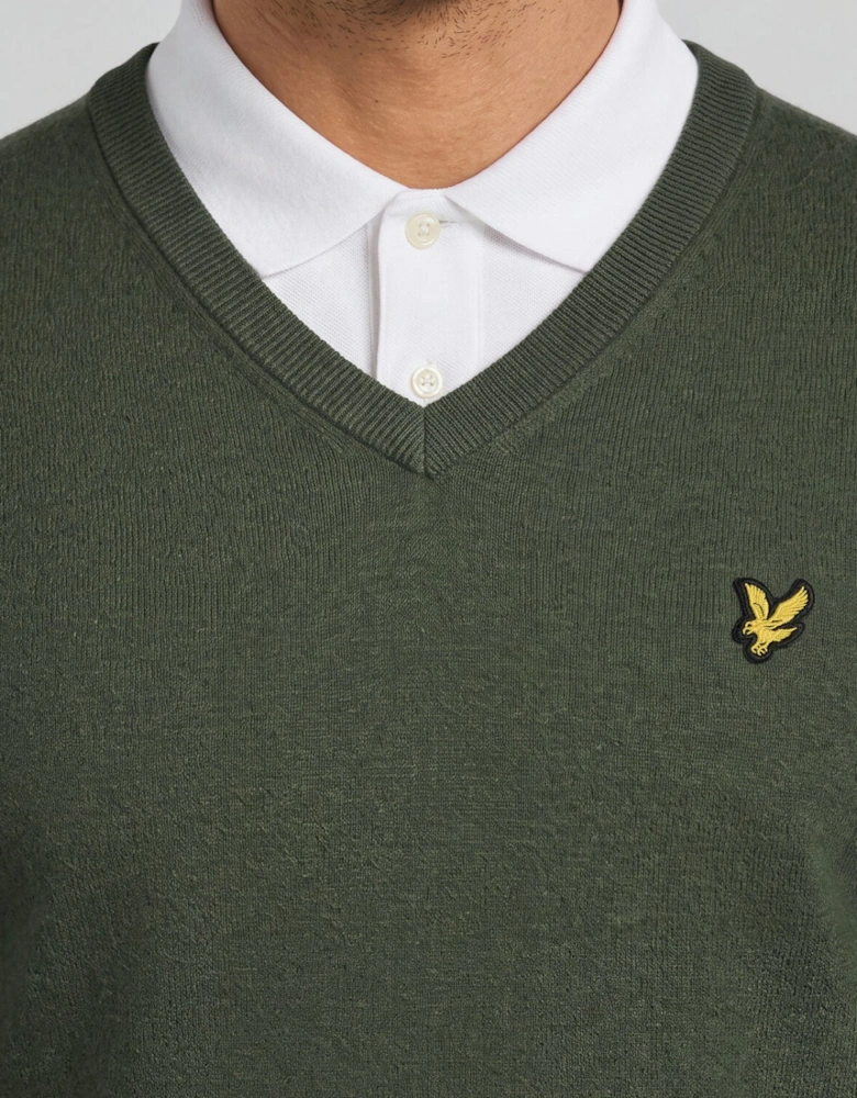 Cotton Blend V-Neck Jumper
