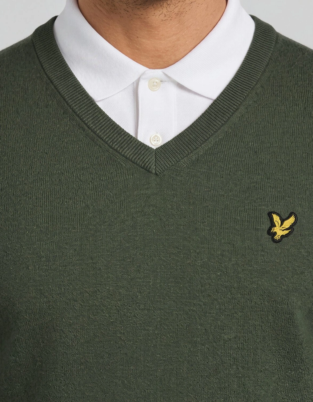 Cotton Blend V-Neck Jumper