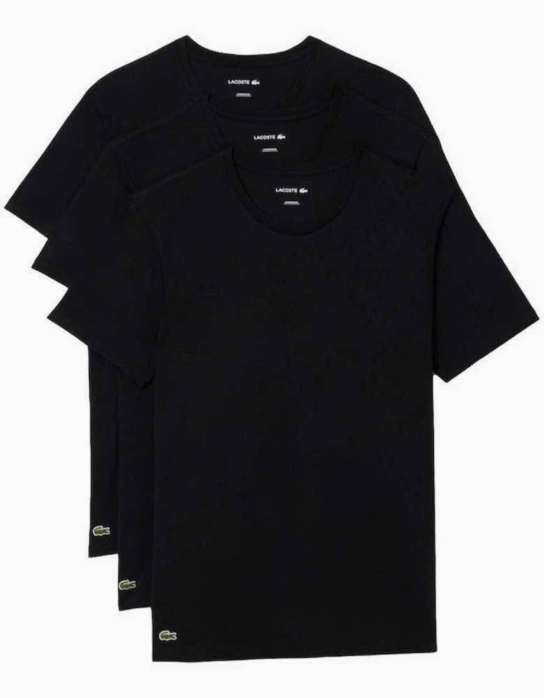 Lacoste 3 Pack Lounge Cotton T-Shirts Black/Black/Black