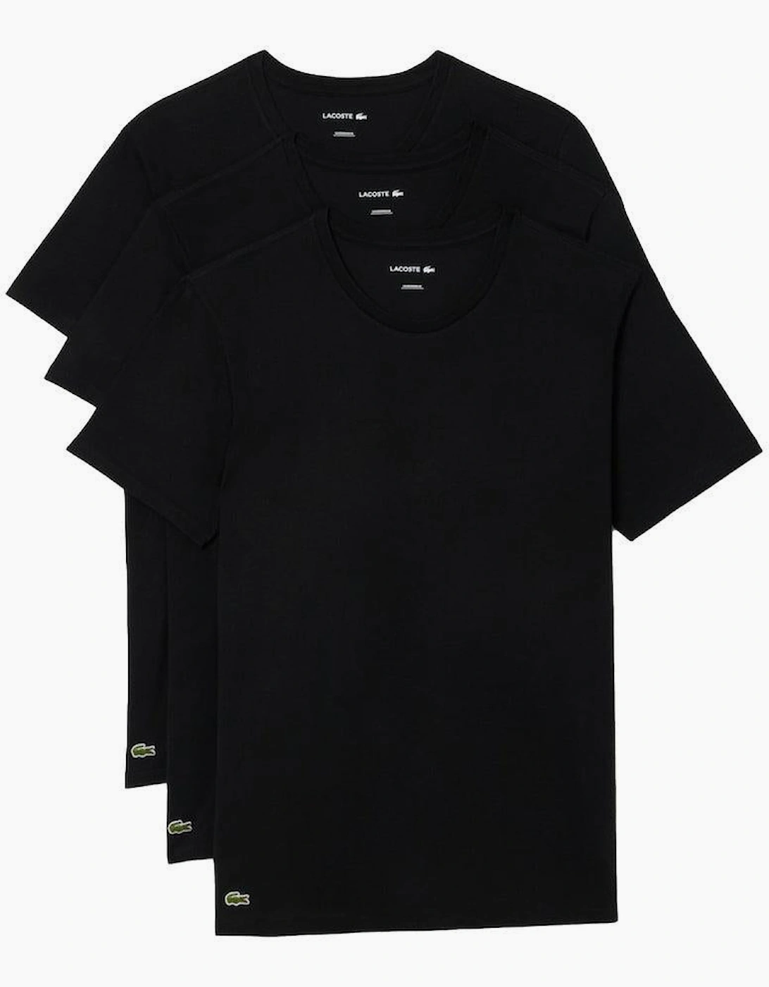 Lacoste 3 Pack Lounge Cotton T-Shirts Black/Black/Black