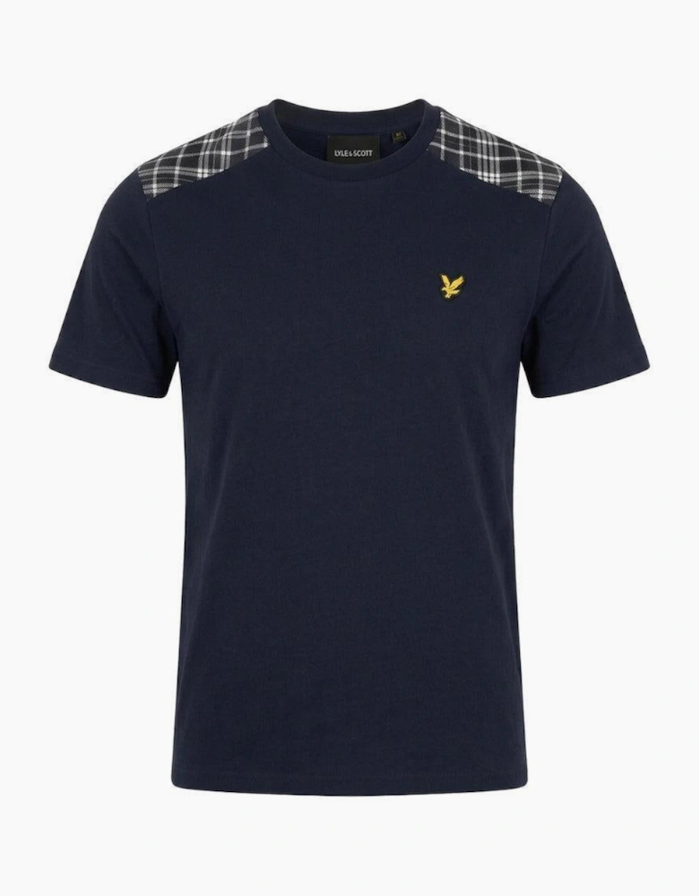 Lyle & Scott Check Panelled T-Shirt Dark Navy