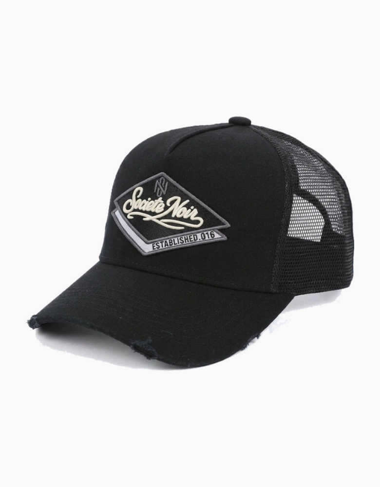 Societe Noir Diamond Distressed Mesh Trucker Cap Black/Grey