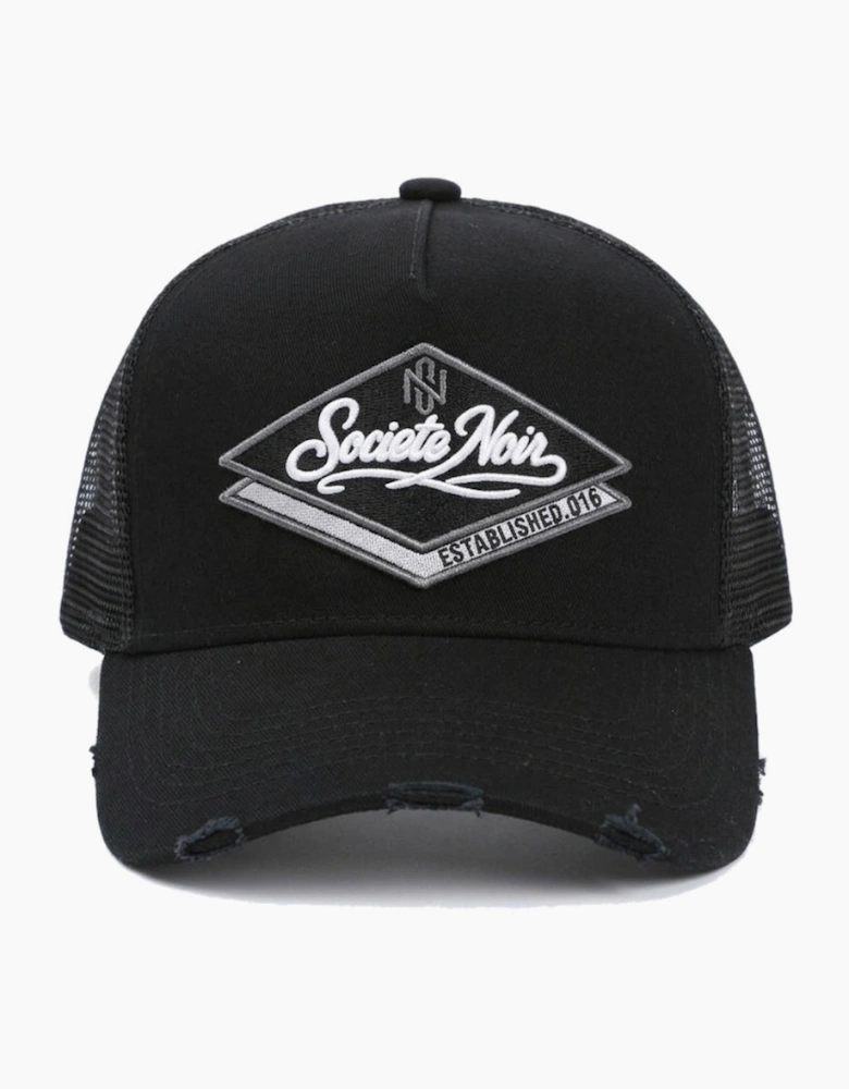 Societe Noir Diamond Distressed Mesh Trucker Cap Black/Grey