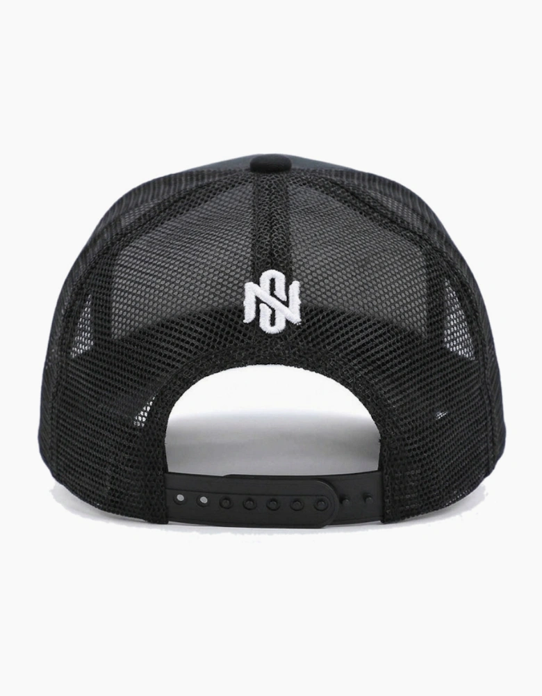 Societe Noir Diamond Distressed Mesh Trucker Cap Black/Grey