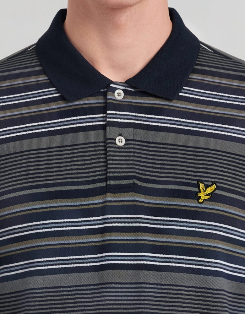 Multi Stripe Long Sleeve Polo Shirt