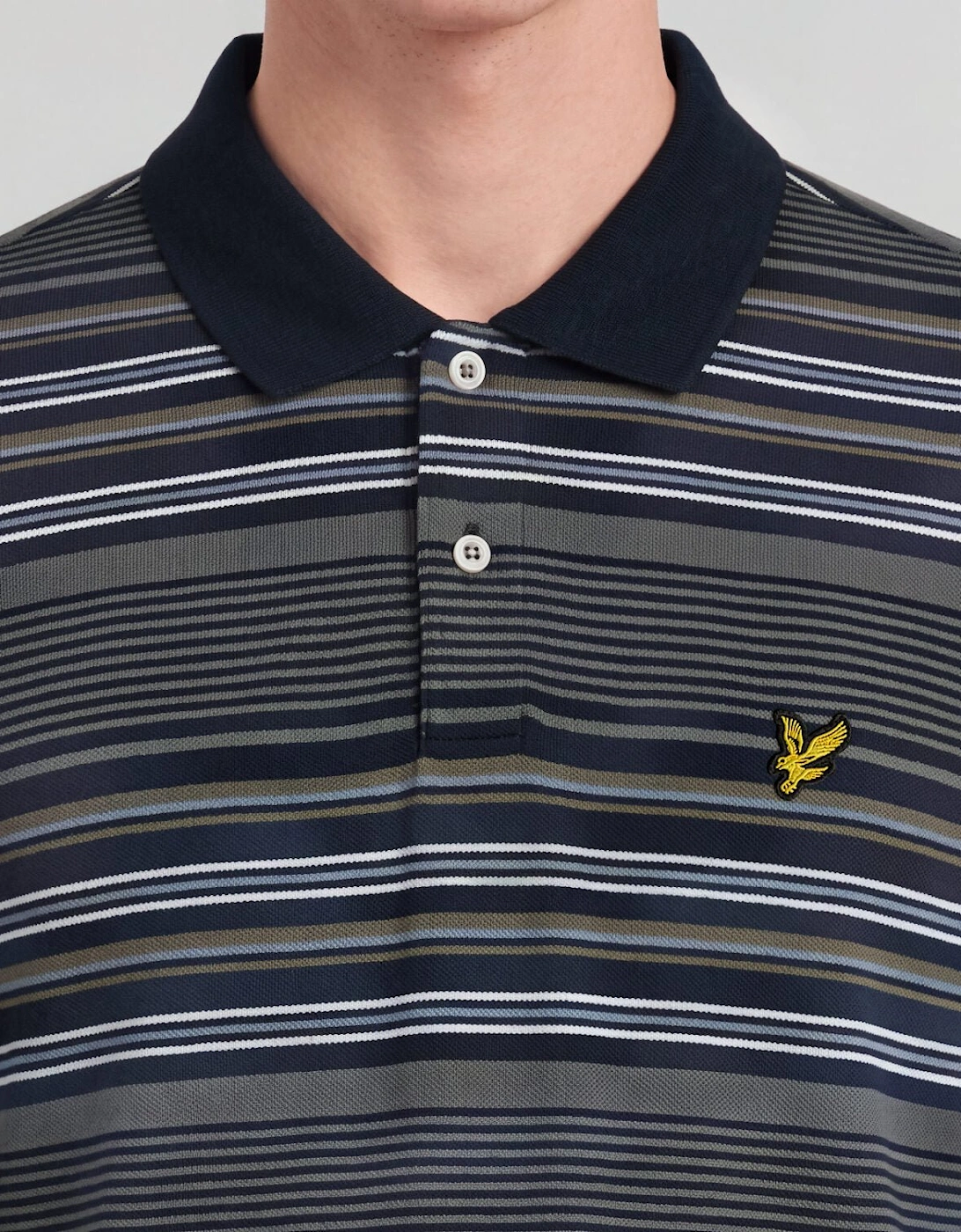 Multi Stripe Long Sleeve Polo Shirt
