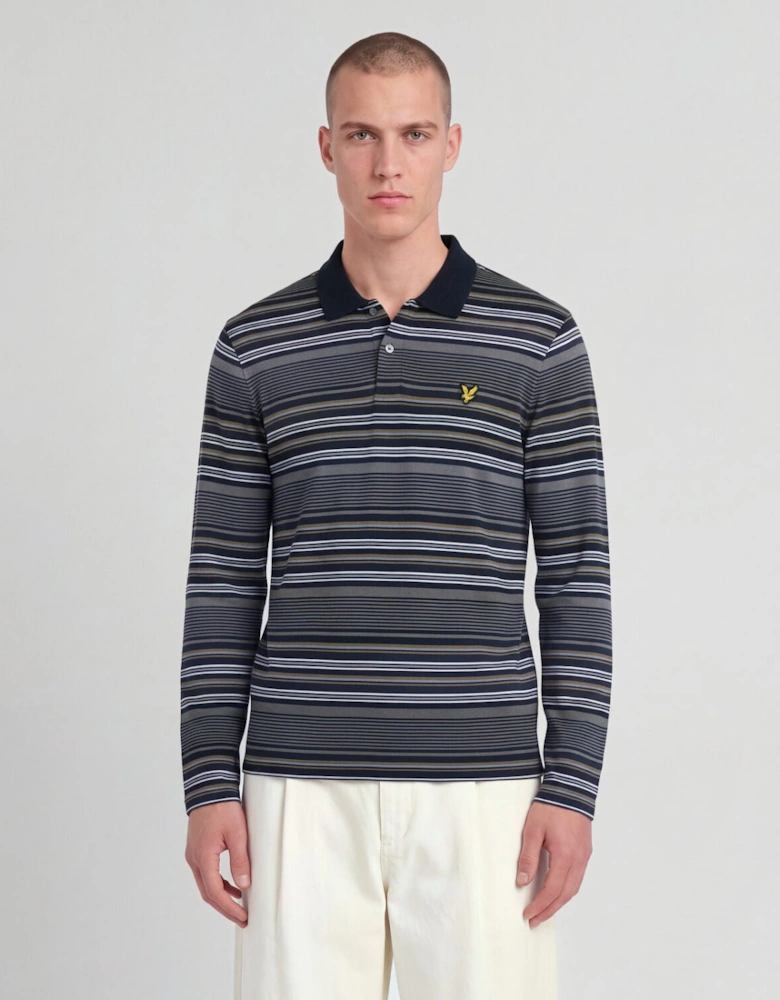 Multi Stripe Long Sleeve Polo Shirt