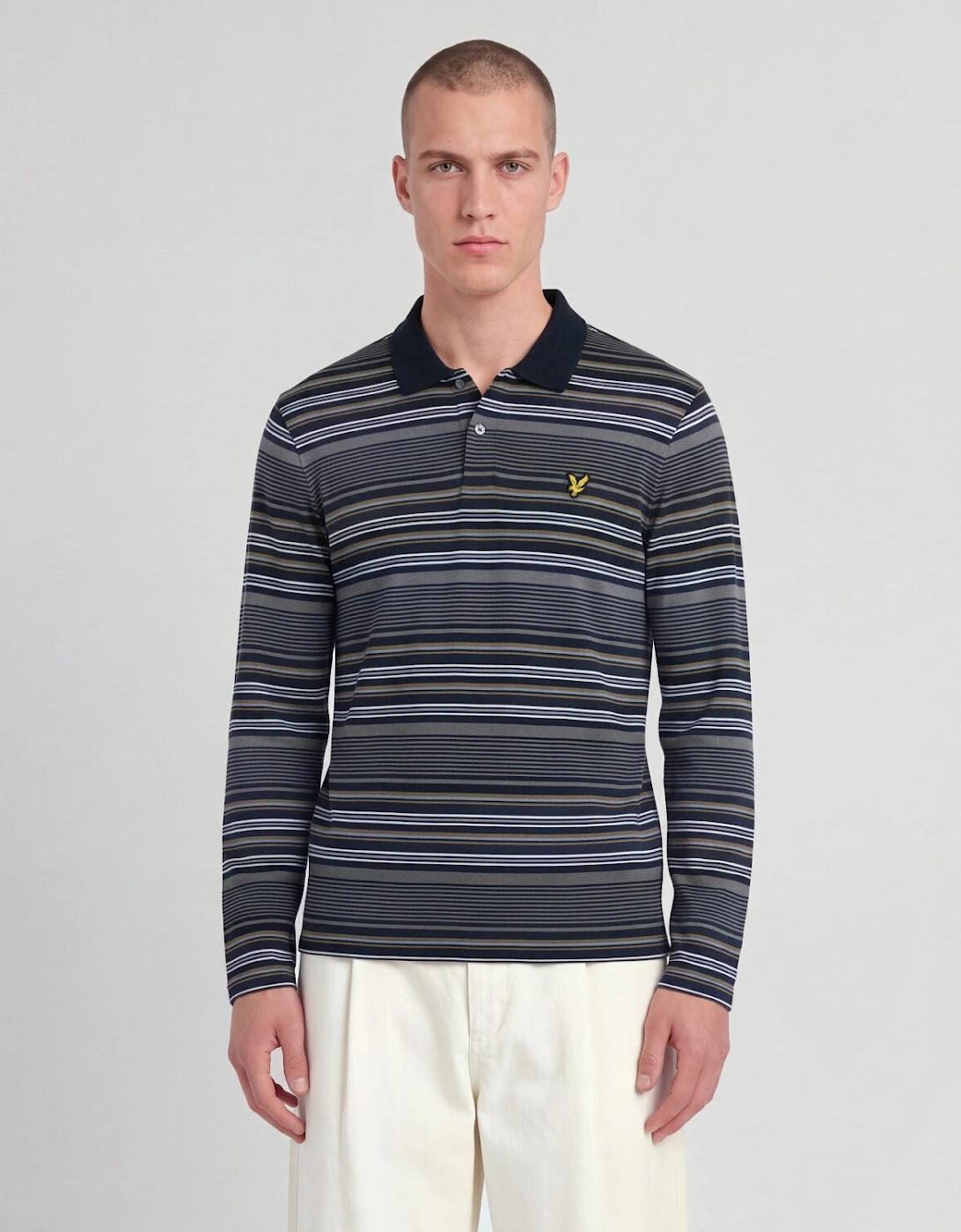 Multi Stripe Long Sleeve Polo Shirt