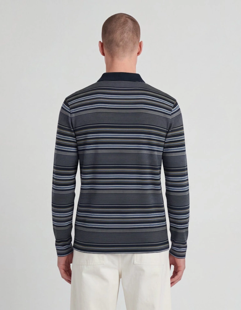 Multi Stripe Long Sleeve Polo Shirt