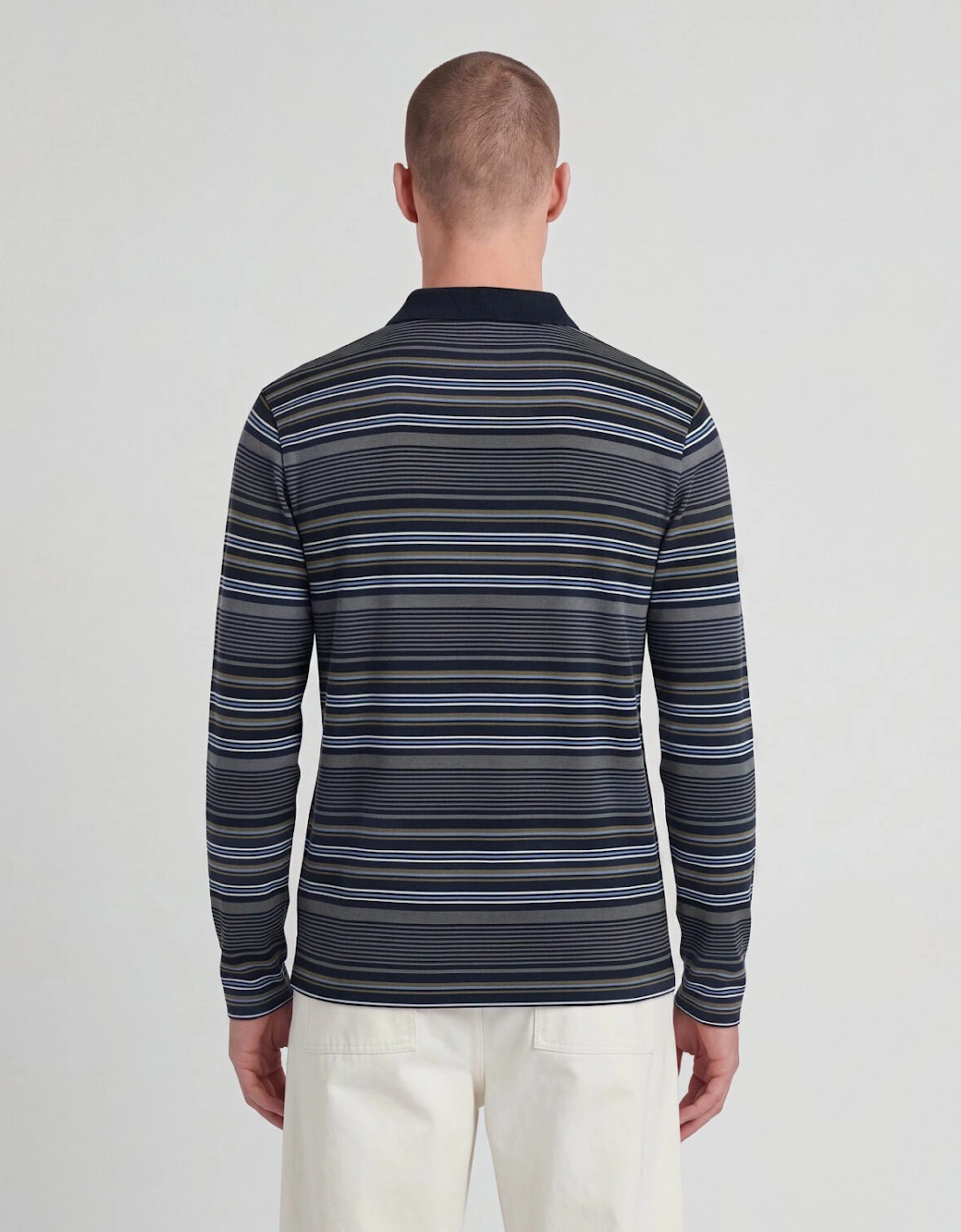Multi Stripe Long Sleeve Polo Shirt