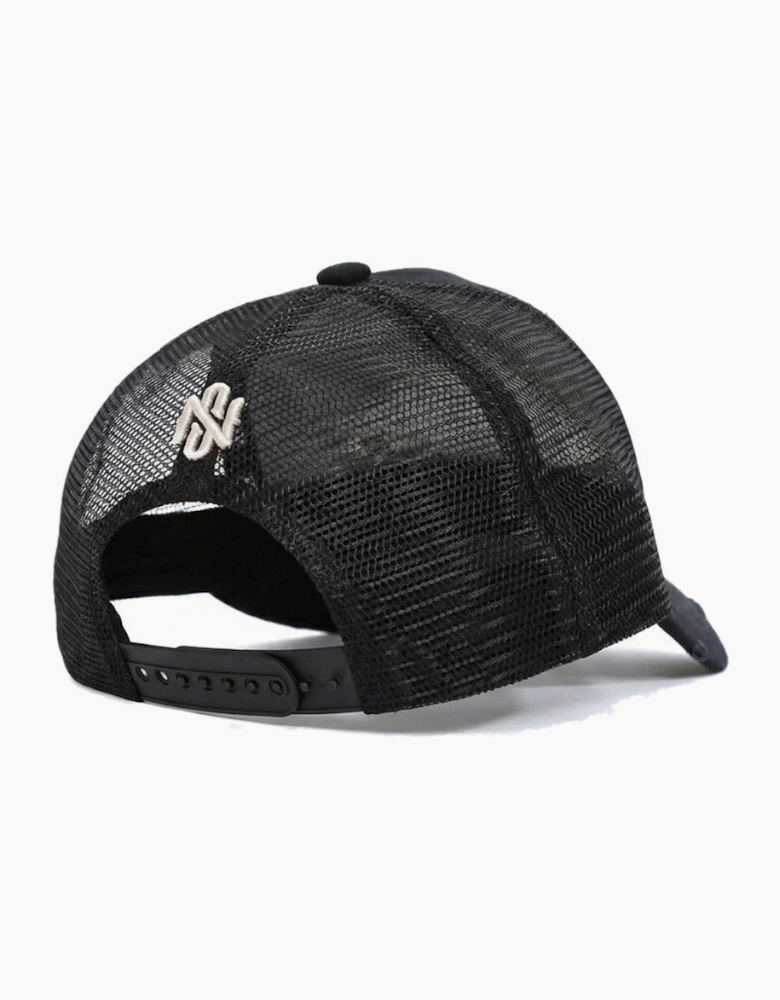 Societe Noir Diamond Distressed Mesh Trucker Cap Black/Beige