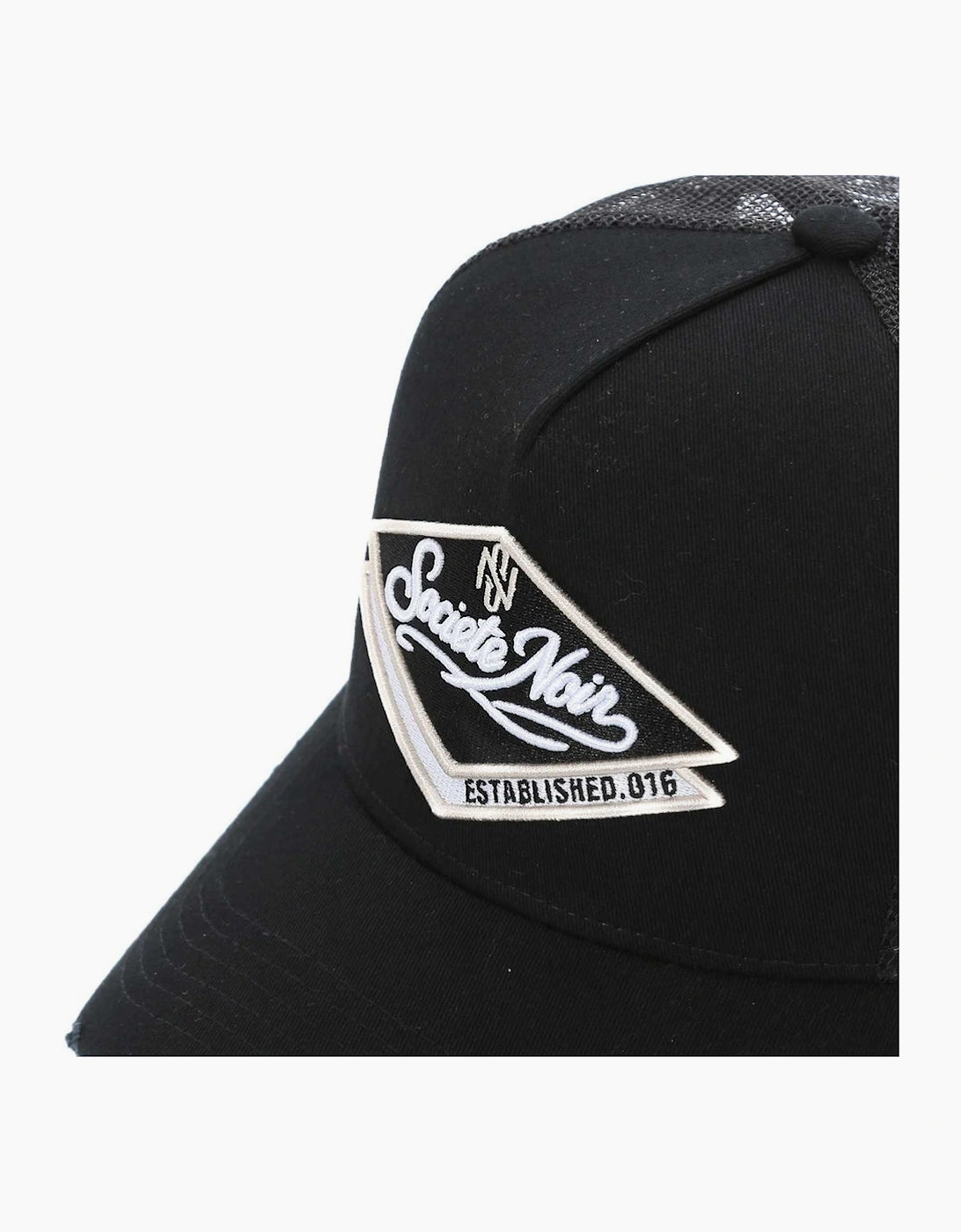 Societe Noir Diamond Distressed Mesh Trucker Cap Black/Beige