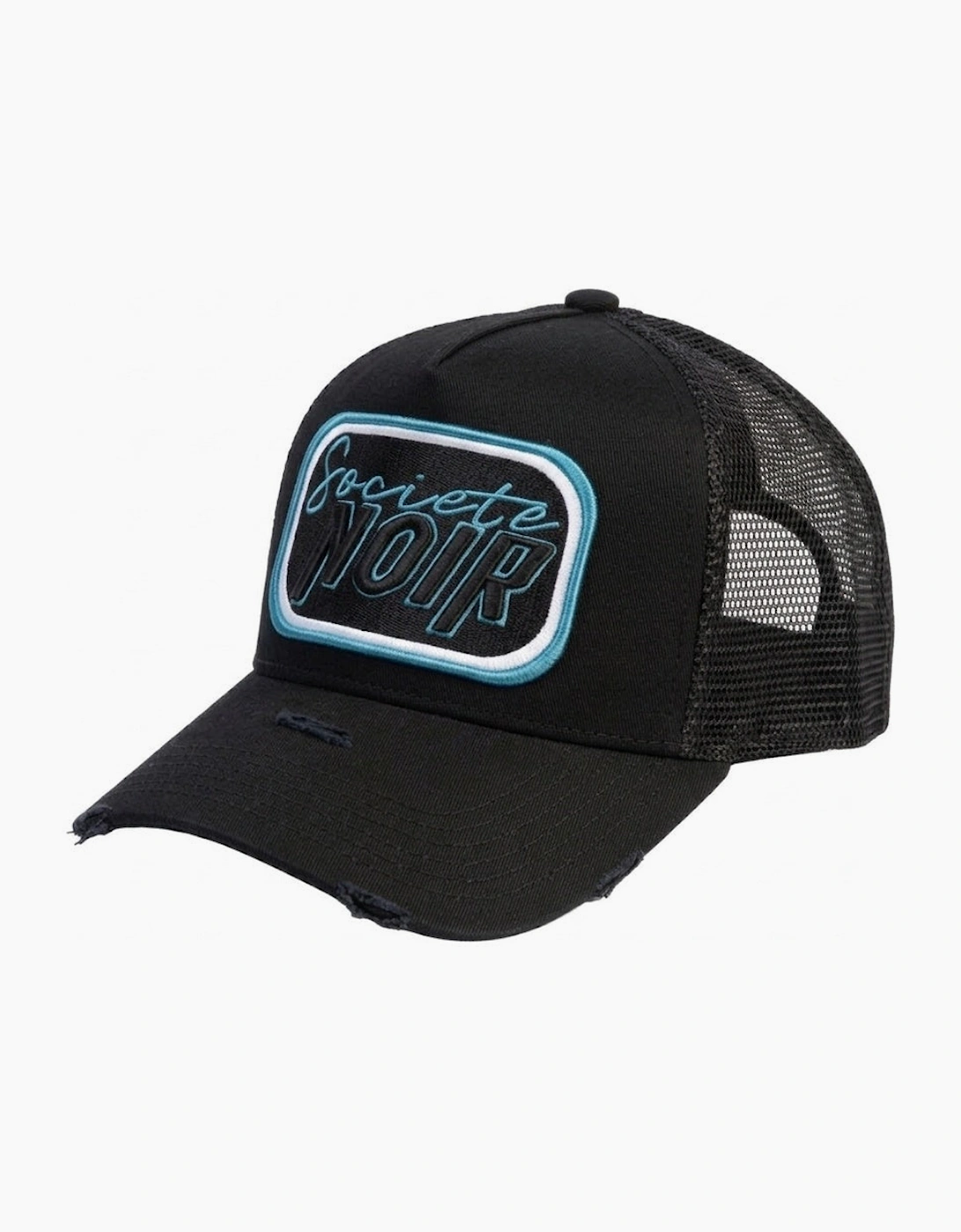 Societe Noir Script Mesh Trucker Cap Black/Turquoise