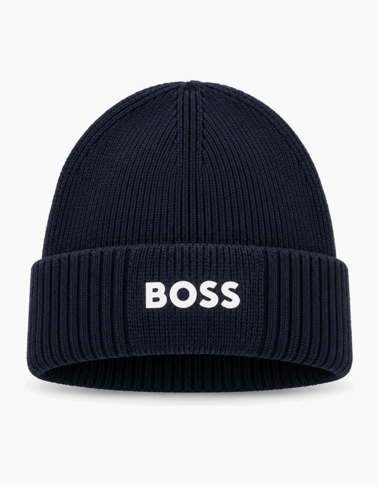 BOSS Asic Logo Beanie Hat Navy