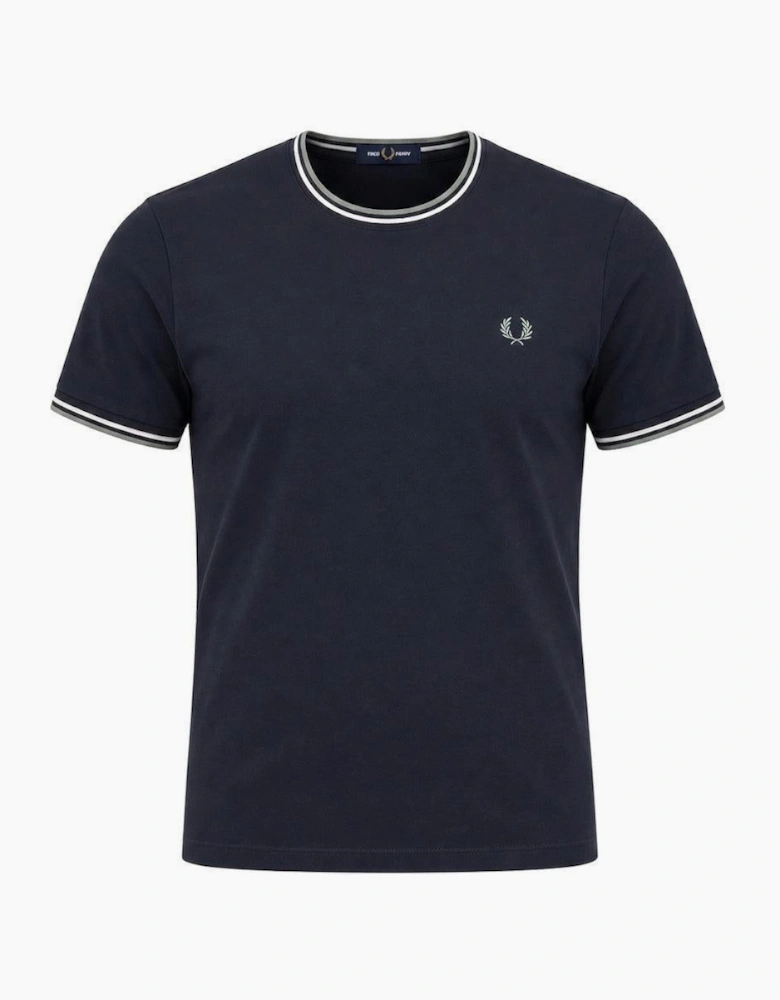 Fred Perry Twin Tipped T-Shirt Dark Airforce/Ecru/Seagrass