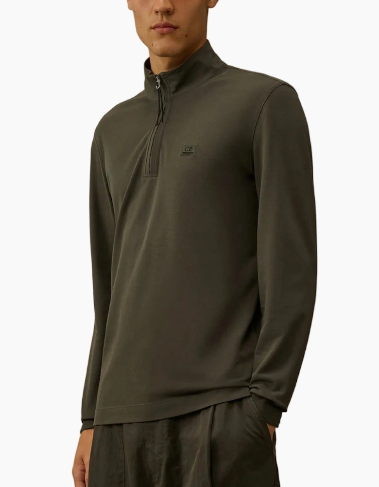 Long Sleeve Stretch Piquet Zipped Polo