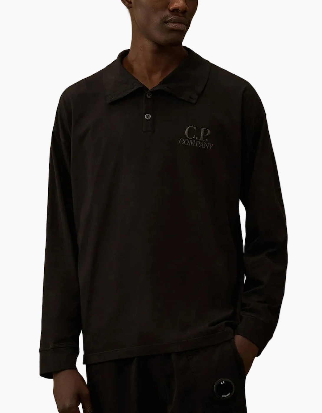Long Sleeve Embroidered Logo Jersey Polo